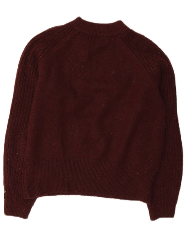 Suéter feminino Marks & Spencer com gola redonda e gola redonda Reino Unido 10 pequeno Borgonha