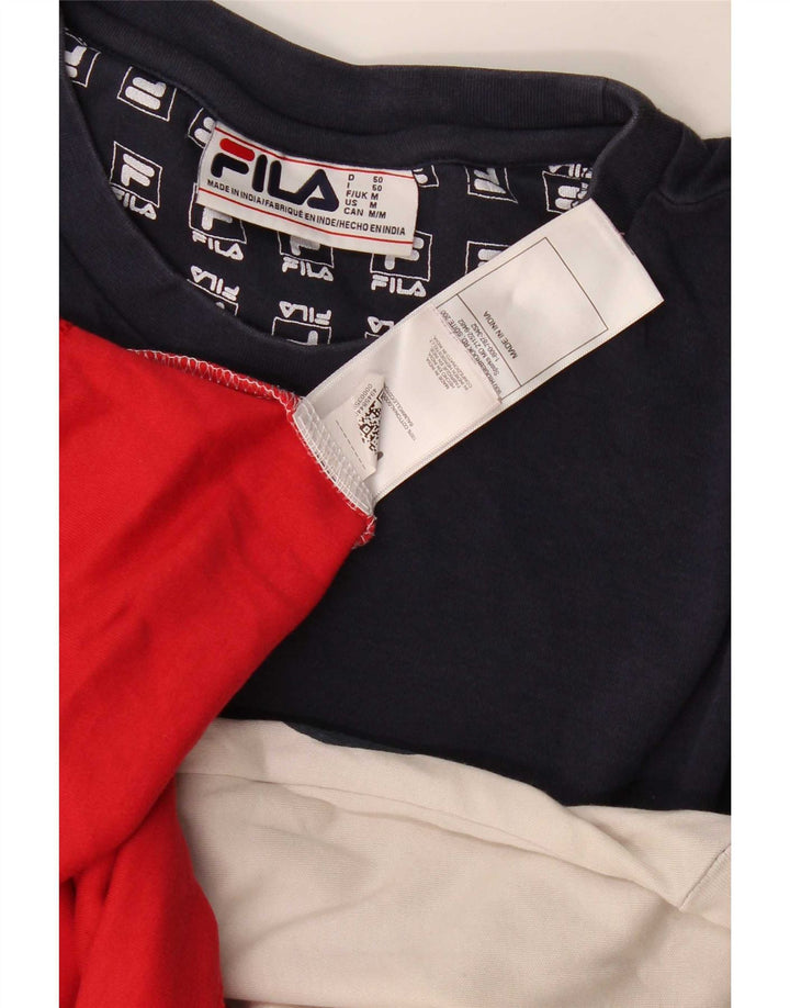 Fila Mens Graphic T-Shirt Top Médio Multicolorido Colorblock Algodão