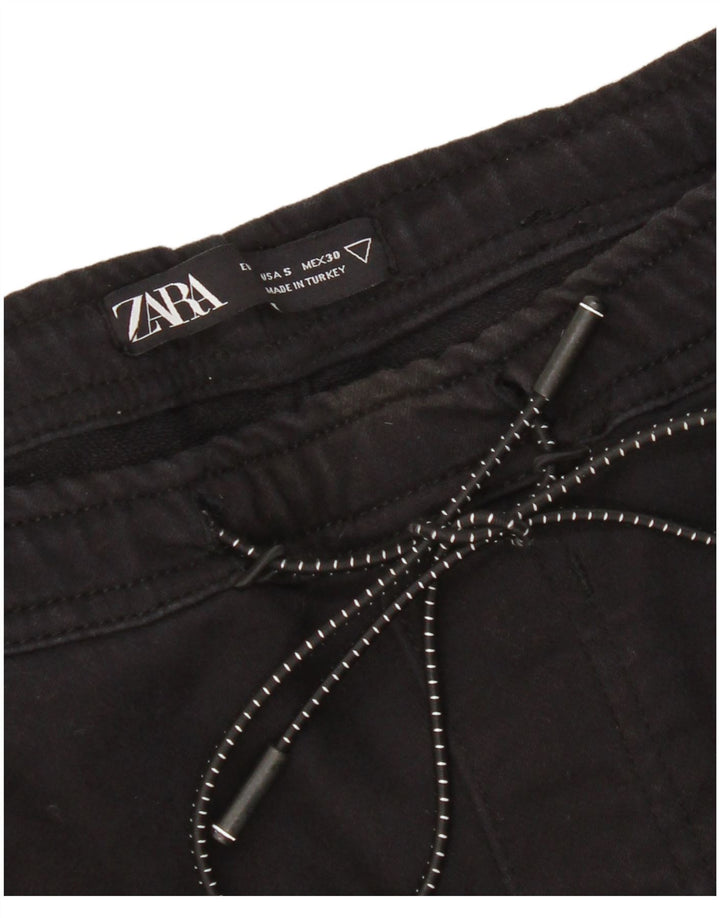 Zara Calça Cargo Feminina UK 8 Pequena Preta