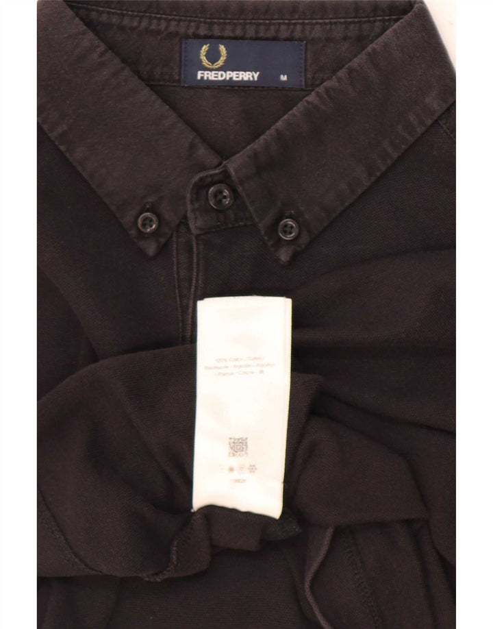 Camisa polo masculina Fred Perry de algodão preto médio