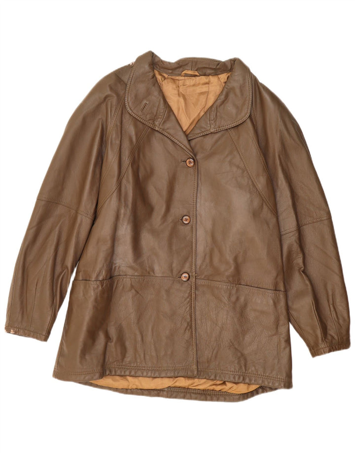 Jaqueta de couro feminina vintage UK 16 grande marrom