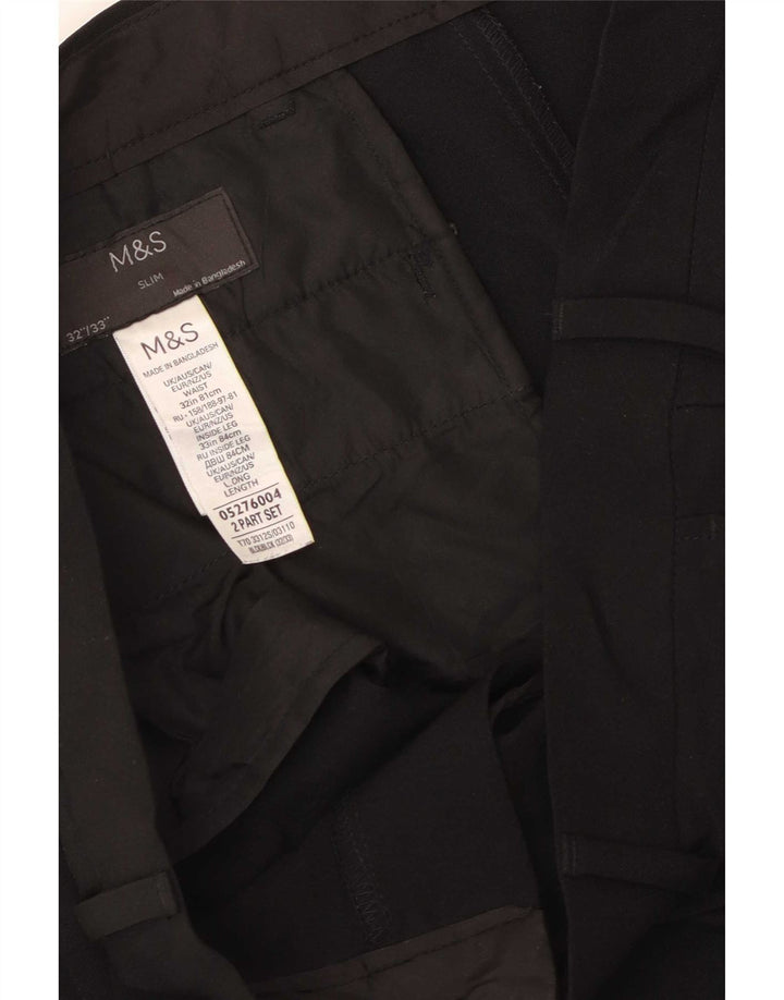 Calça casual masculina Marks & Spencer W32 L33 Poliéster preto