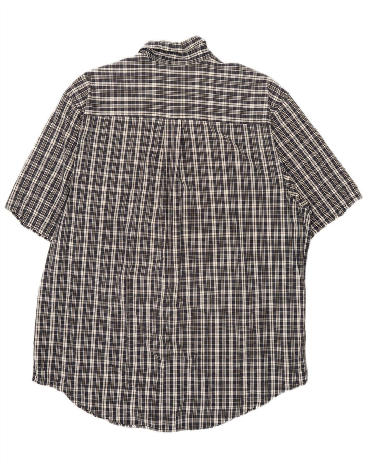 Camisa masculina de manga curta Timberland grande algodão xadrez azul marinho