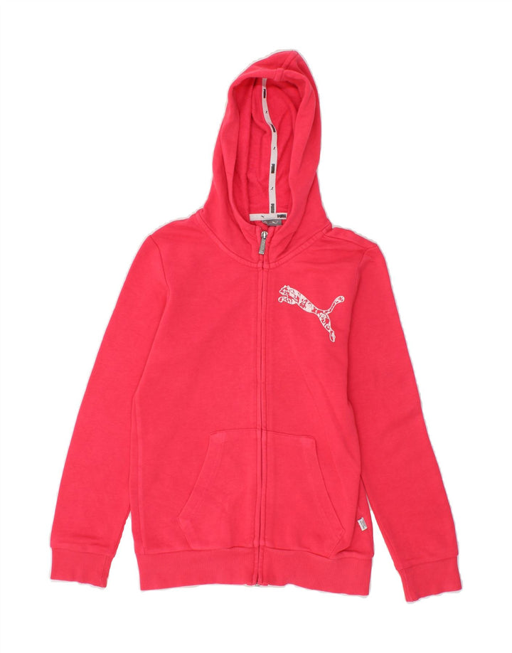 PUMA Girls Zip Hoodie Sweater 11-12 Years  Pink Vintage Puma and Second-Hand Puma from Messina Hembry 