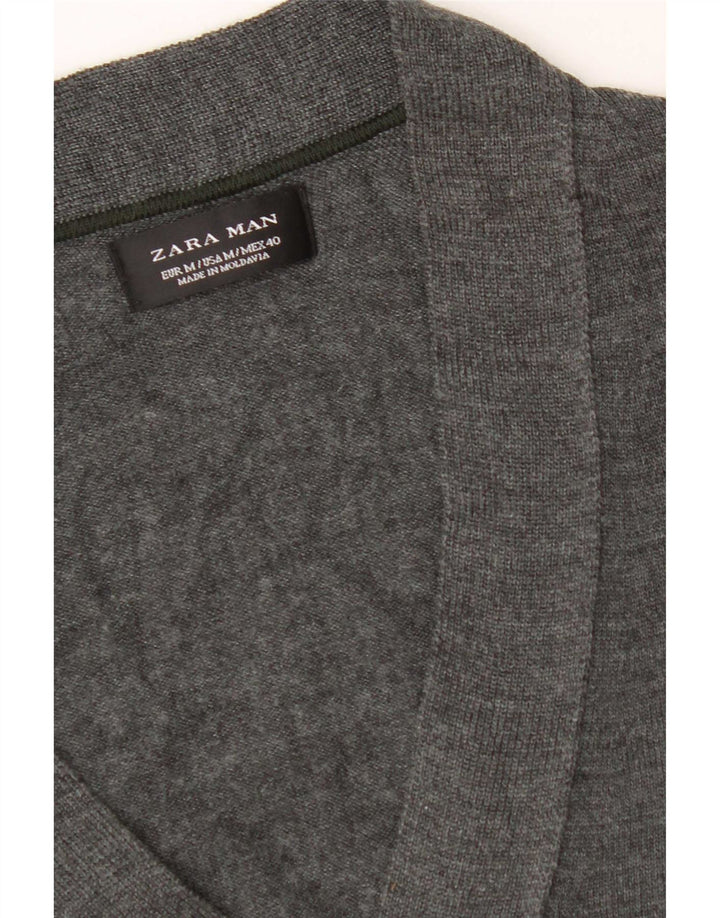 Suéter cardigã masculino Zara cinza médio