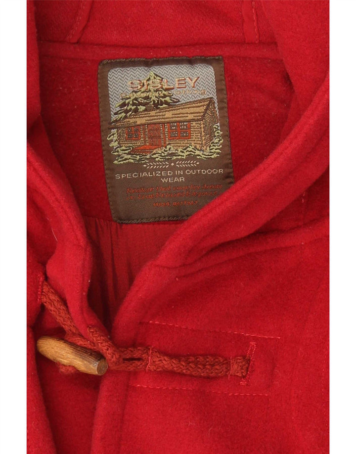 Sisley Womens Hooded Oversized Duffle Coat Reino Unido 16 Grande Lã Vermelha