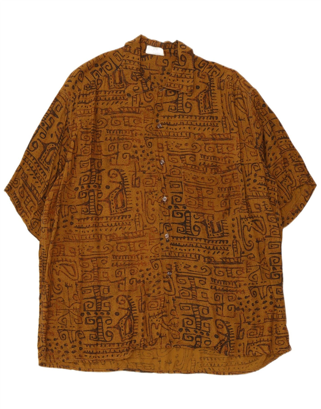 Camisa masculina Ingram com estampa abstrata de manga curta tamanho 43 17 XL marrom viscose