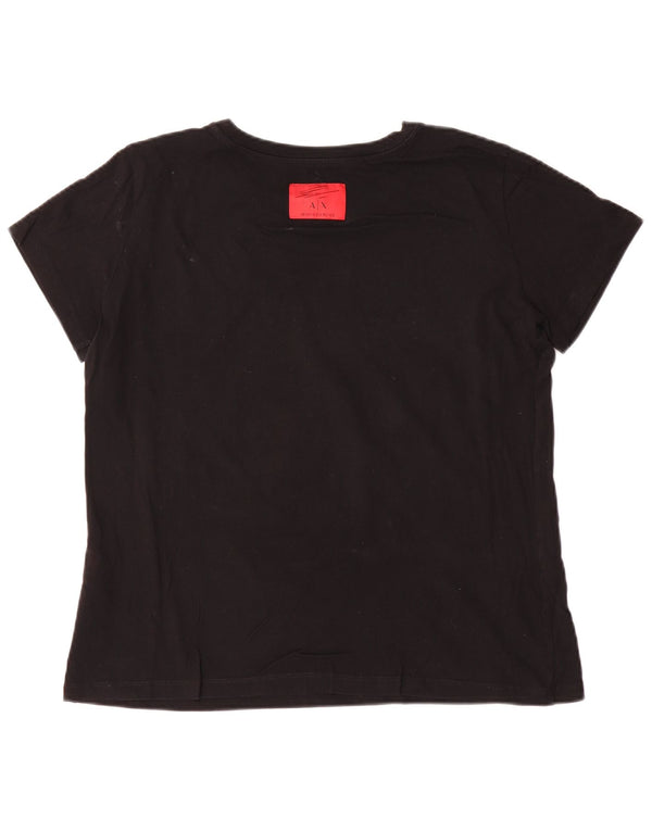 Camiseta feminina gráfica Armani Exchange Top UK 16 grande algodão preto