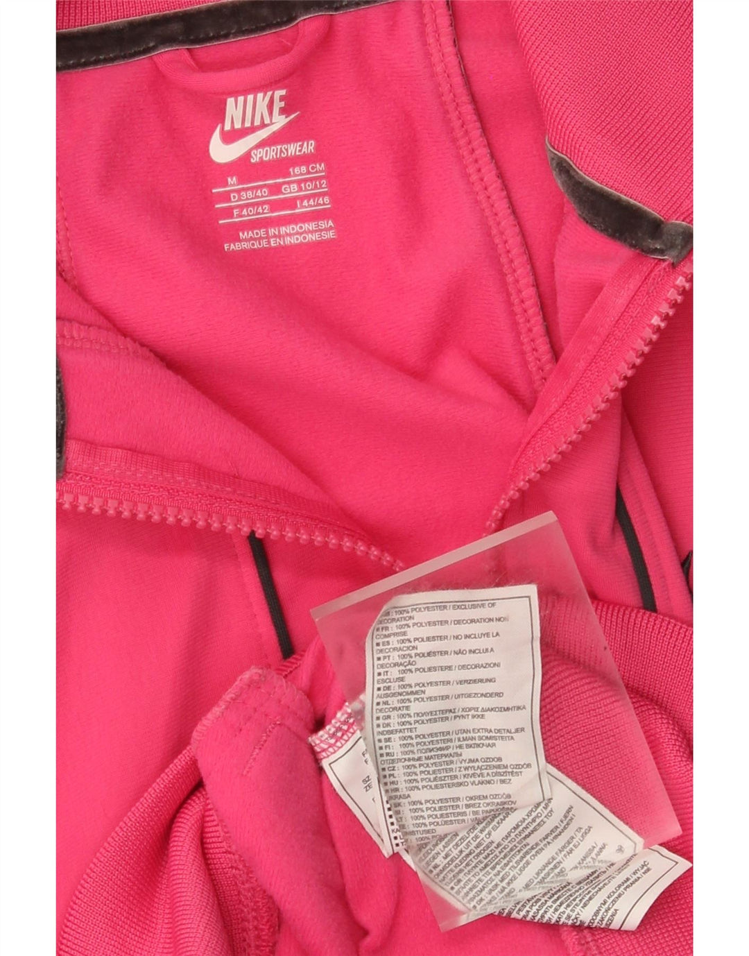 Nike Womens Tracksuit Top Jacket UK 10/12 Médio Rosa Poliéster