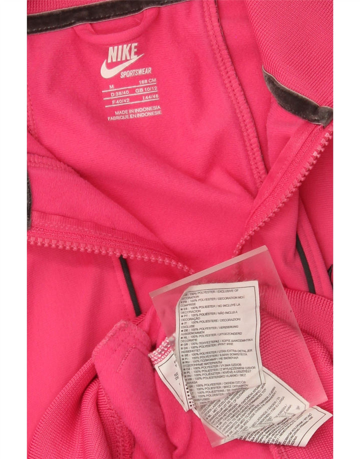 Nike Womens Tracksuit Top Jacket UK 10/12 Médio Rosa Poliéster