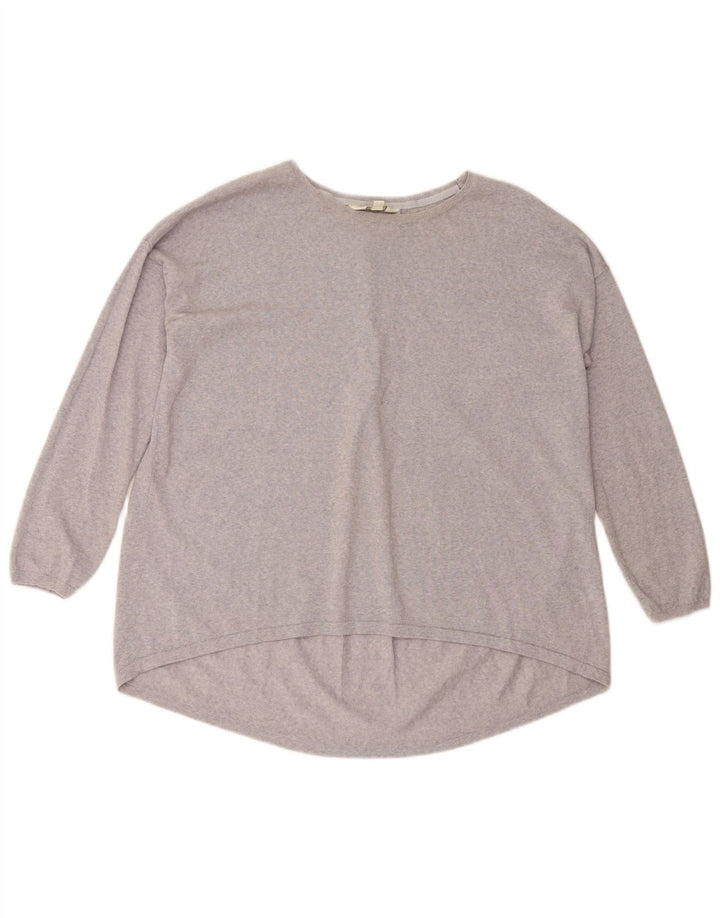 Suéter feminino MONSOON com ajuste solto e gola canoa Reino Unido 14 lã roxa média