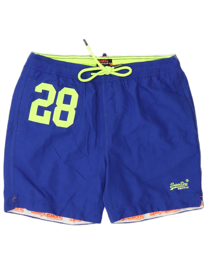 Shorts de natação masculino SUPERDRY gráfico grande azul poliéster