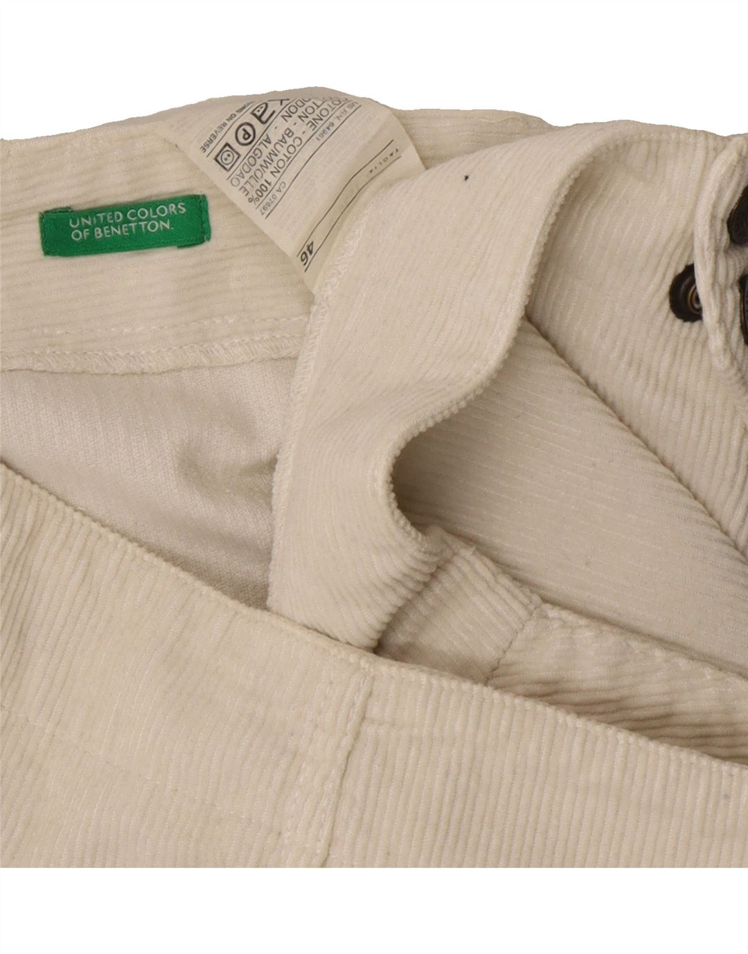 BENETTON Womens Corduroy Skirt IT 46 Large W32  White Cotton Vintage Benetton and Second-Hand Benetton from Messina Hembry 