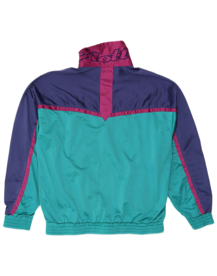 LOTTO Jaqueta masculina de agasalho gráfico grande azul colorido em poliéster