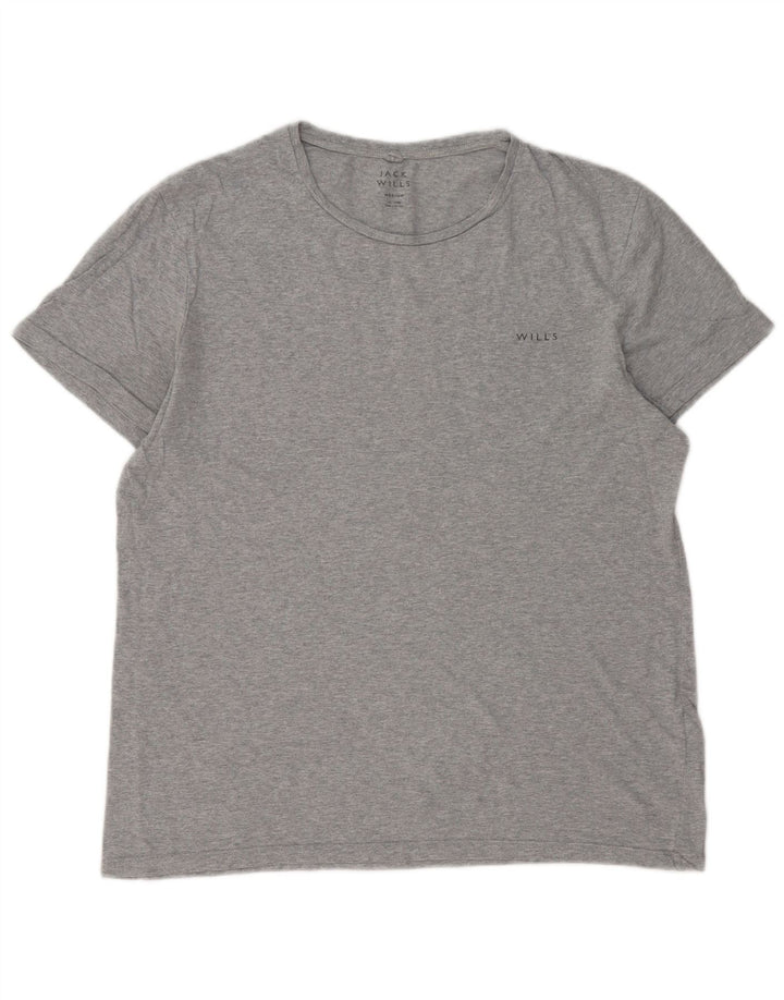 Camiseta masculina Jack Wills Top algodão manchado cinza médio