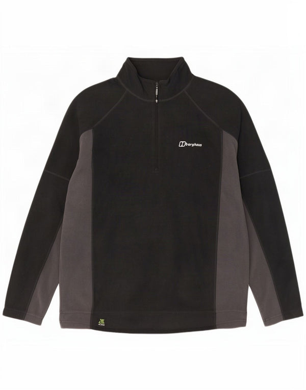 Berghaus Suéter masculino de lã com zíper e gola grande em poliéster colorblock preto