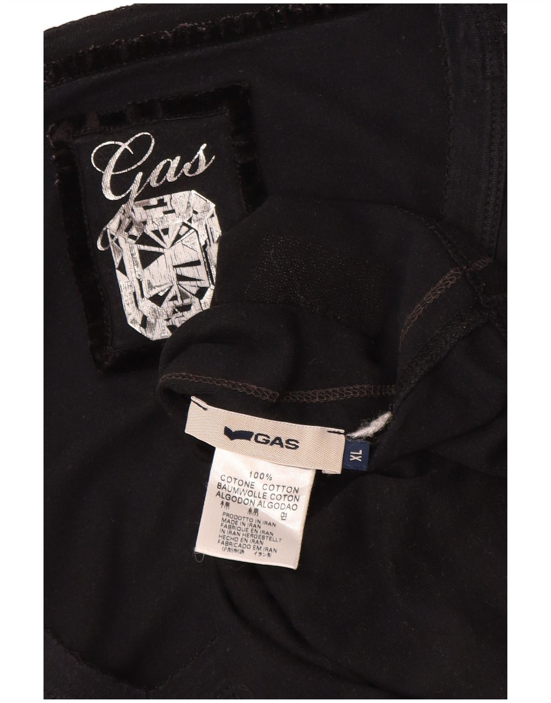 Top feminino GAS manga comprida UK 18 XL algodão preto