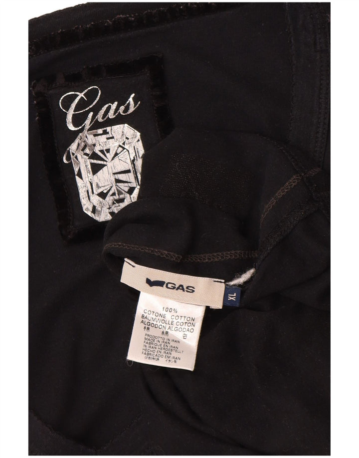 Top feminino GAS manga comprida UK 18 XL algodão preto