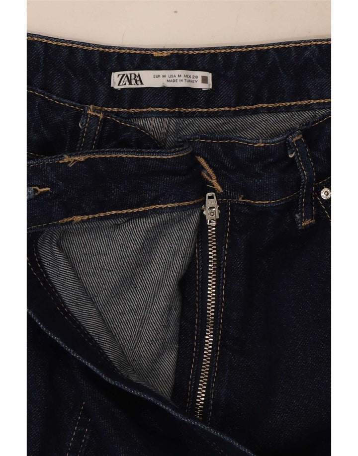 Zara Shorts jeans feminino médio W28 algodão azul marinho