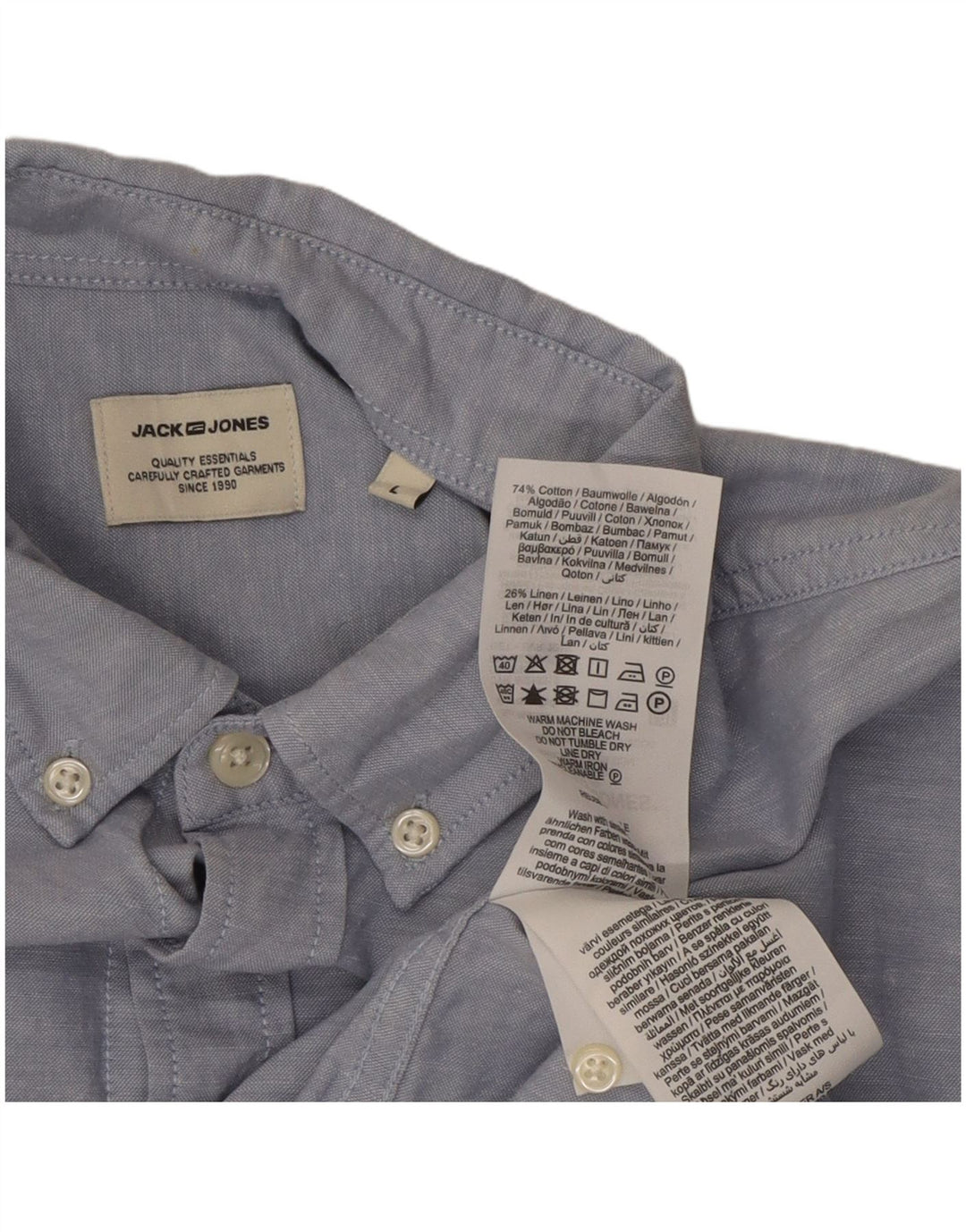 Camisa masculina Jack & Jones grande algodão manchado azul