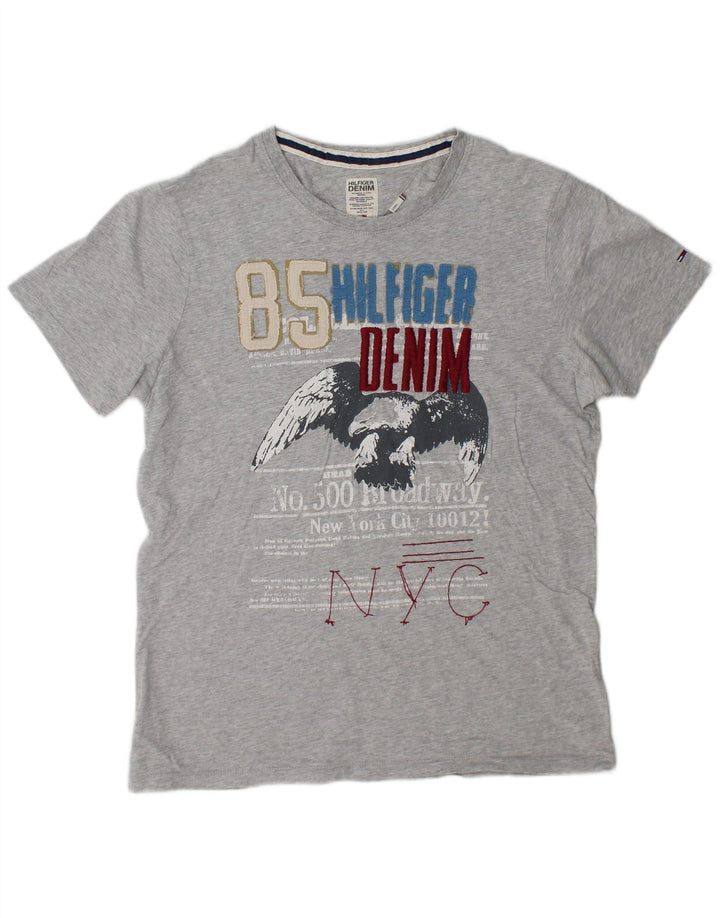 Tommy Hilfiger Camiseta masculina gráfica grande cinza