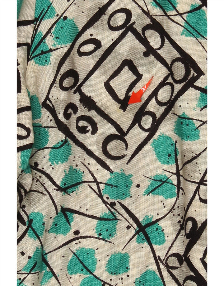 Blusa feminina vintage cropped UK 12 média multicolorida geométrica