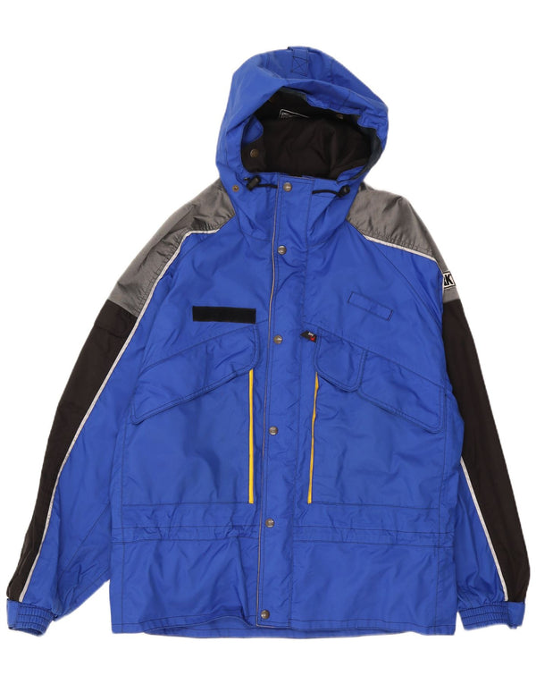 Jaqueta de esqui masculina com capuz gráfico SNC UK 42 XL azul colorblock