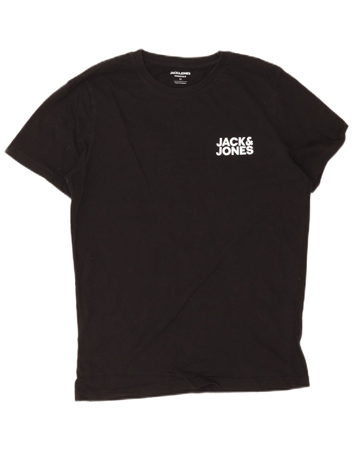 Camiseta masculina Jack & Jones Top médio algodão preto
