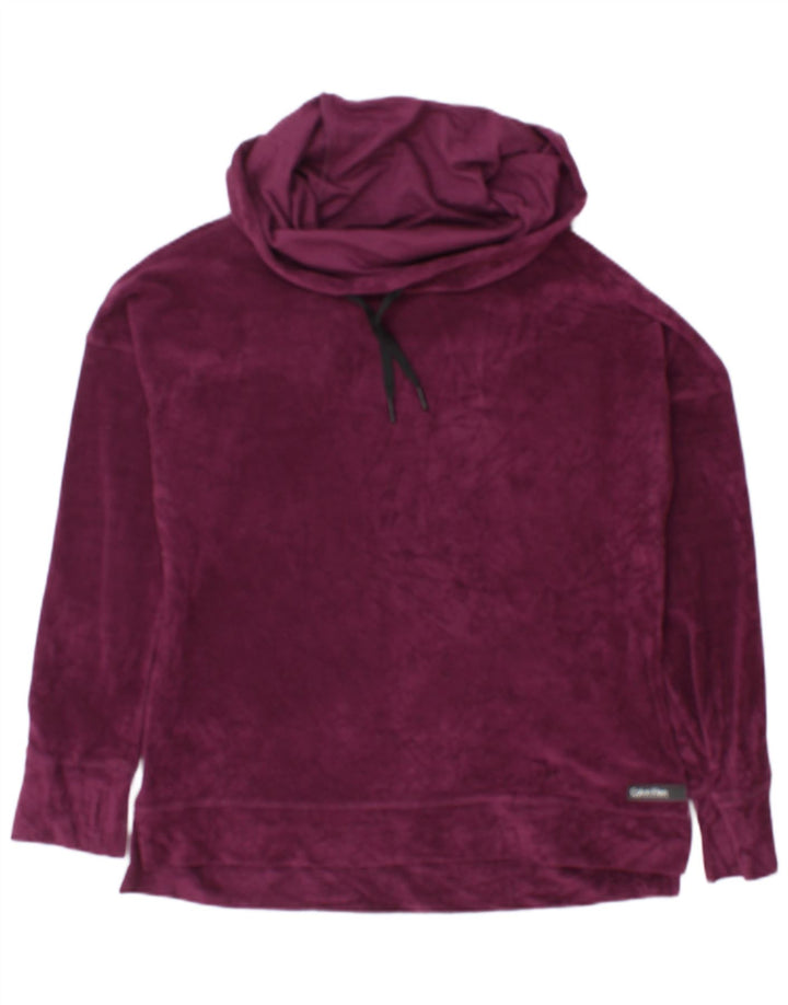 Calvin Klein moletom feminino de veludo jumper UK 16 grande poliéster marrom
