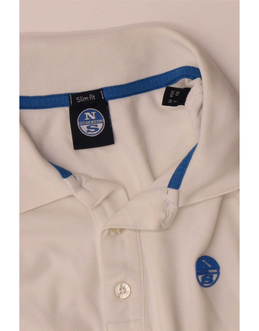 Camisa polo masculina North Sails Slim Fit pequena de algodão branco
