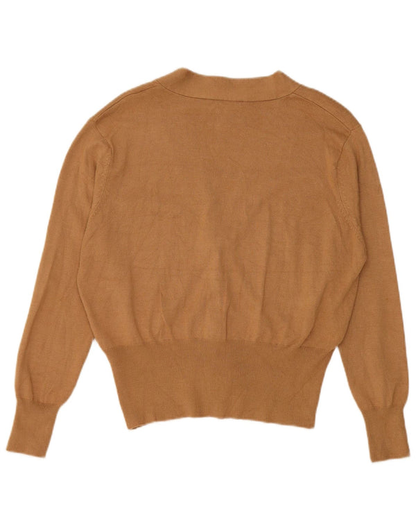 Suéter cardigã feminino Zara Reino Unido 10 pequeno bege viscose