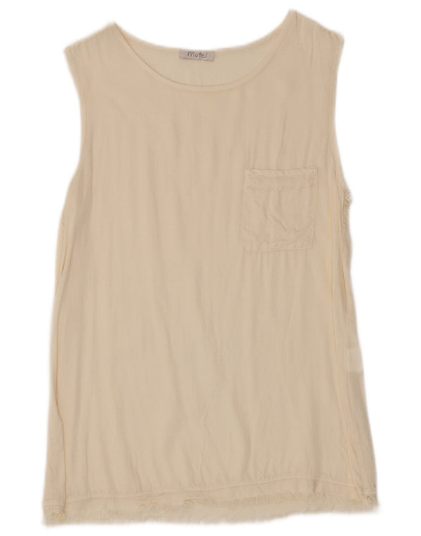 Colete feminino Motel UK 10 pequeno bege viscose