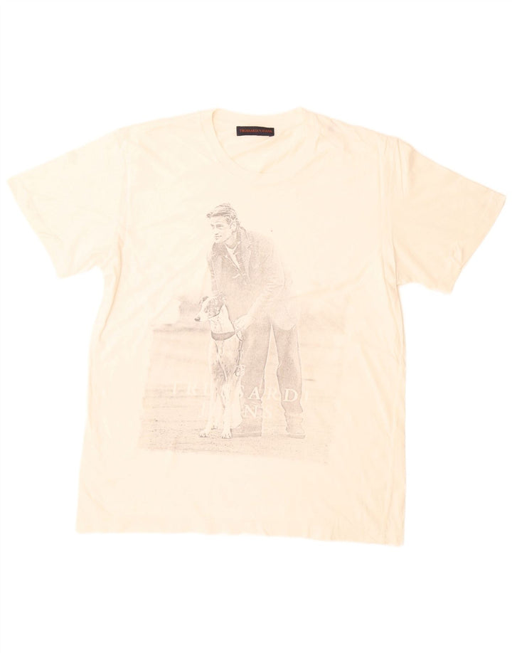 Camiseta masculina Trussardi Jeans gráfica grande branca