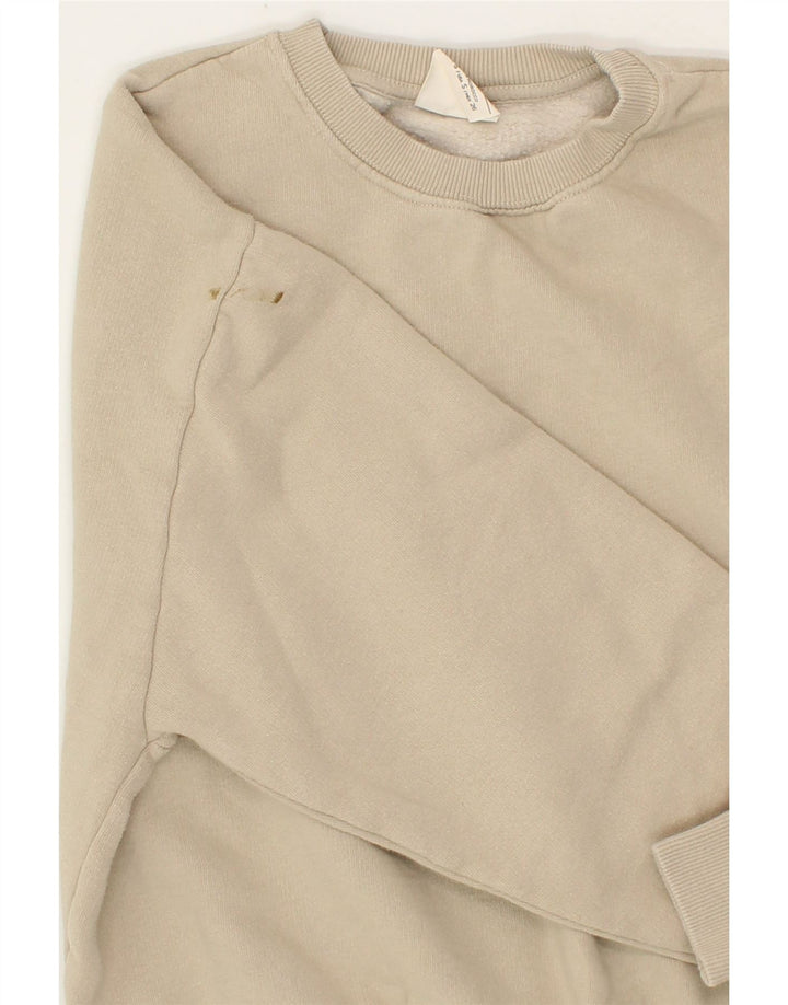 PULL & BEAR Womens Oversized Sweatshirt Jumper UK 10 Small Beige Cotton Vintage Pull & Bear and Second-Hand Pull & Bear from Messina Hembry 