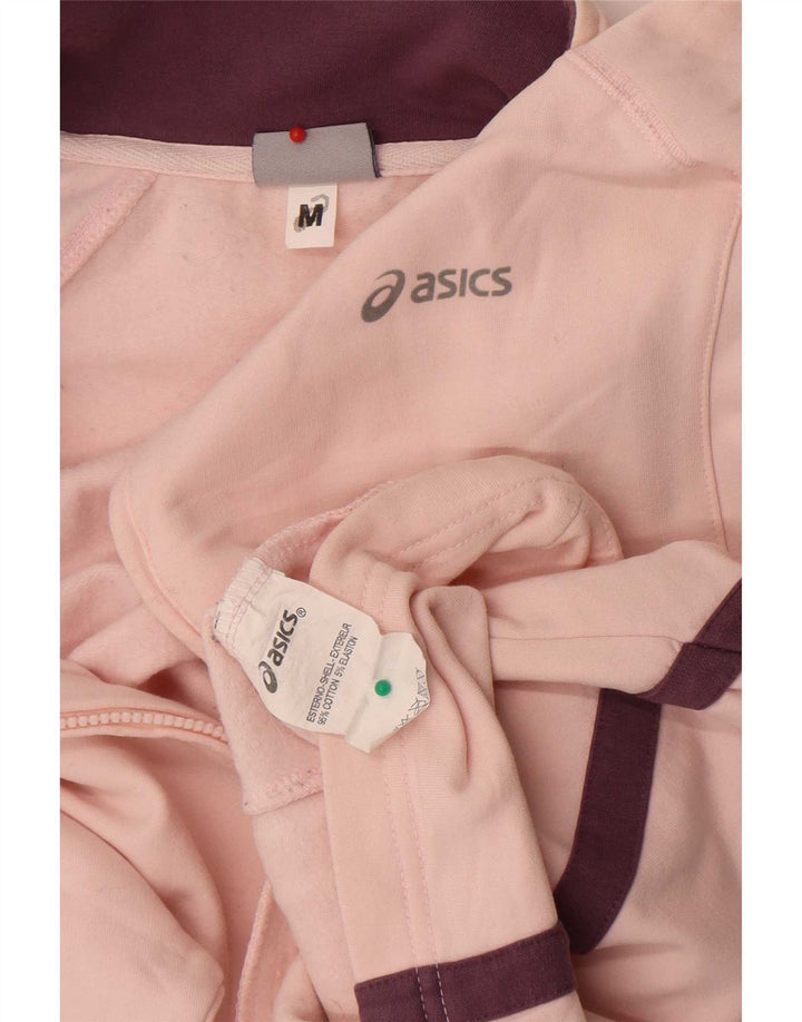 Asics Womens Tracksuit Top Jacket UK 12 Medium Pink Colourblock Algodão
