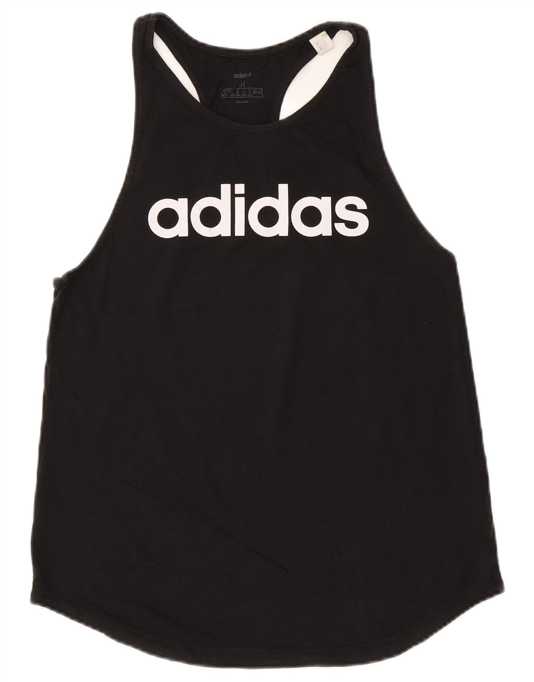 ADIDAS Womens Graphic Vest Top UK 12/14 Médio Algodão Preto