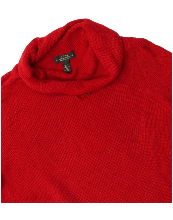 Suéter feminino Ralph Lauren com gola redonda Reino Unido 14 algodão vermelho médio