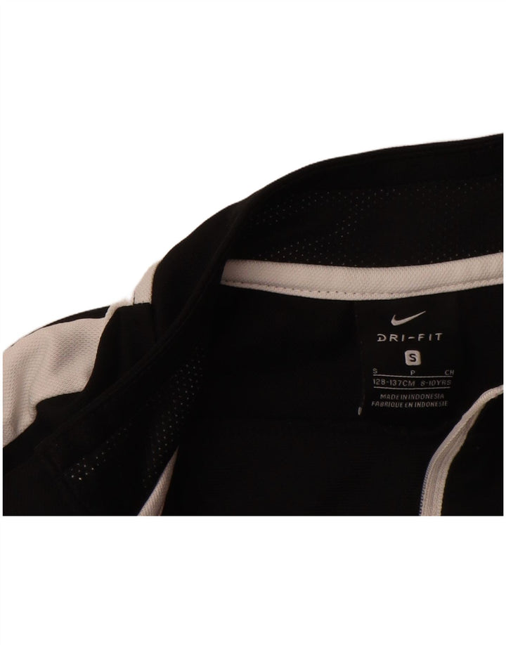 NIKE Boys Dri Fit Tracksuit Top Jacket 8-9 Years Small Black Colourblock