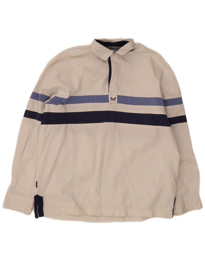 Crew Clothing Mens Pulôver Camisa Grande Algodão Listrado Branco