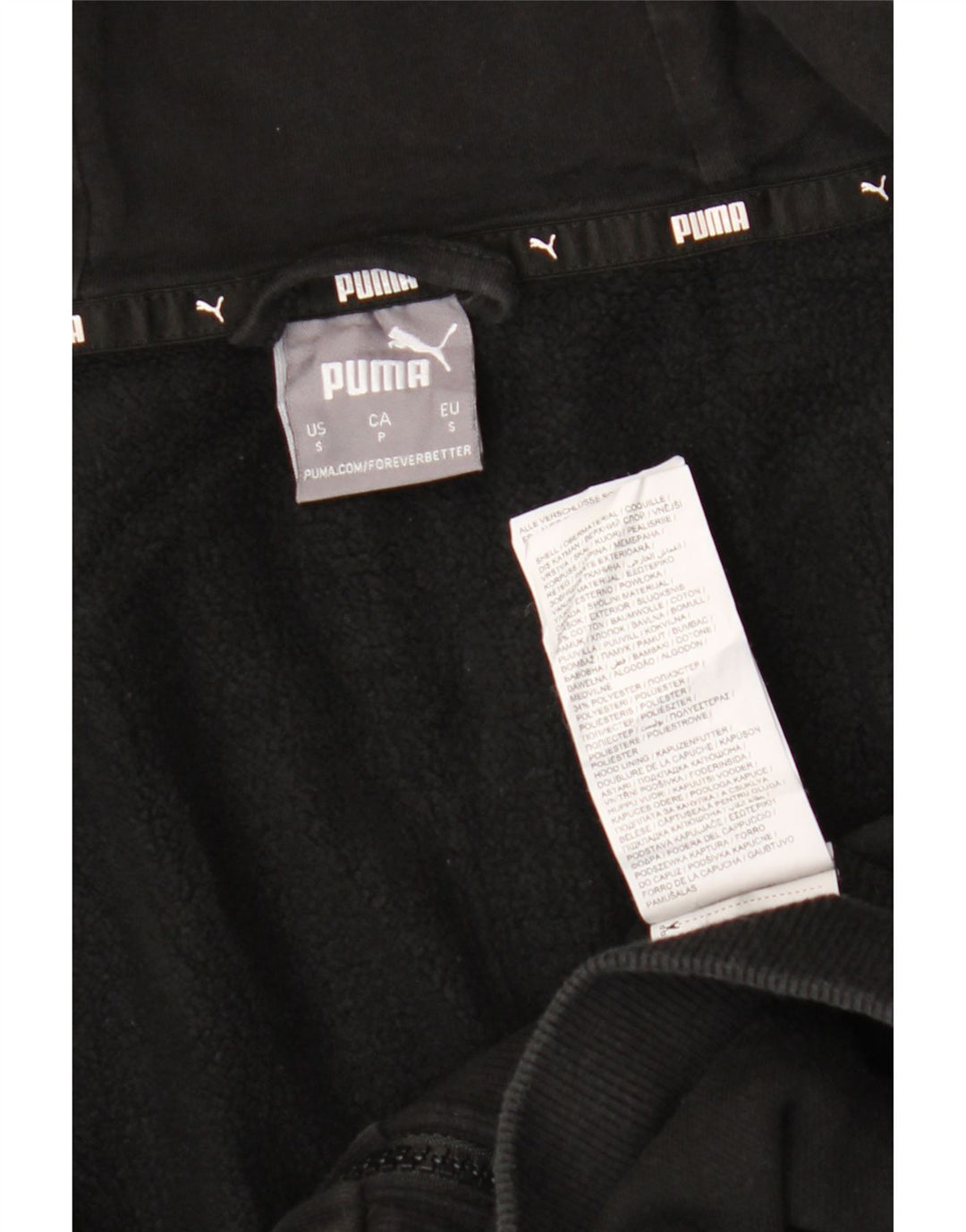 Suéter masculino Puma com capuz e zíper gráfico pequeno algodão preto