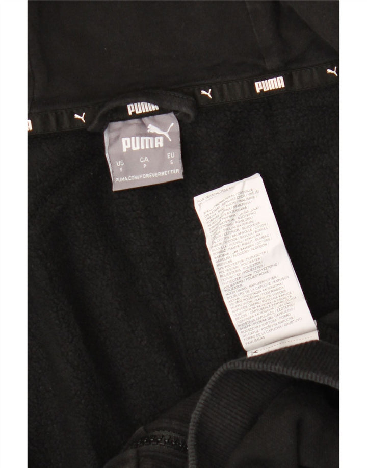 Suéter masculino Puma com capuz e zíper gráfico pequeno algodão preto