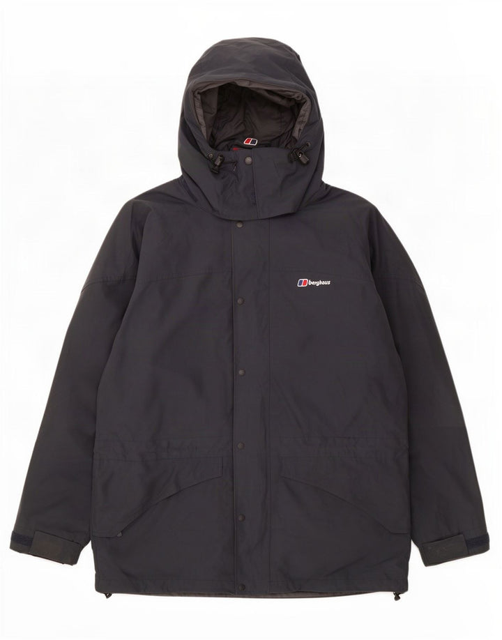 Jaqueta de chuva masculina Berghaus com capuz UK 40 grande poliéster azul marinho