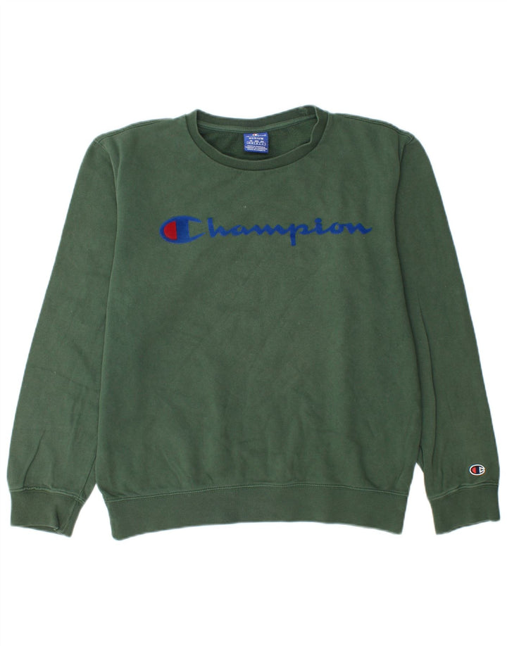 CHAMPION Suéter gráfico masculino com capuz verde médio