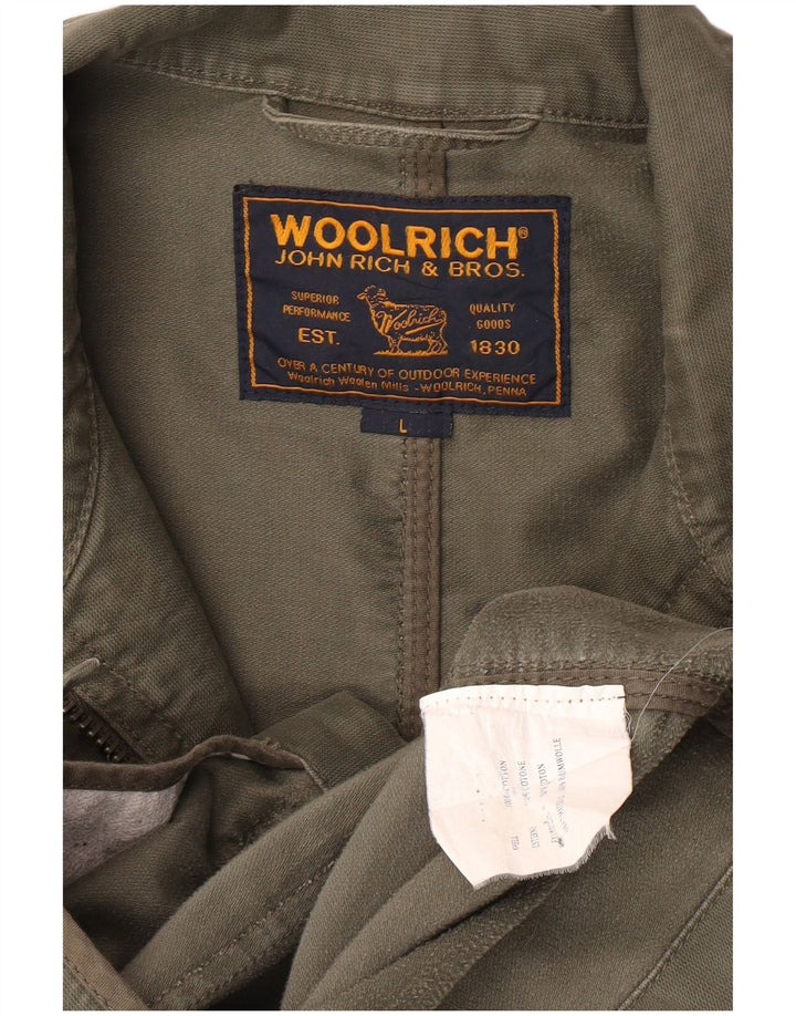 Jaqueta militar masculina Woolrich UK 40 grande algodão cáqui