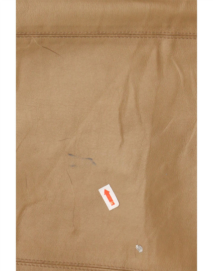 Casaco feminino de couro com capuz grande VINTAGE IT 46 couro marrom grande