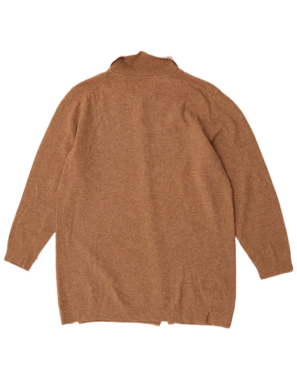 Suéter cardigã oversized feminino Benetton Reino Unido 6 XS lã virgem marrom