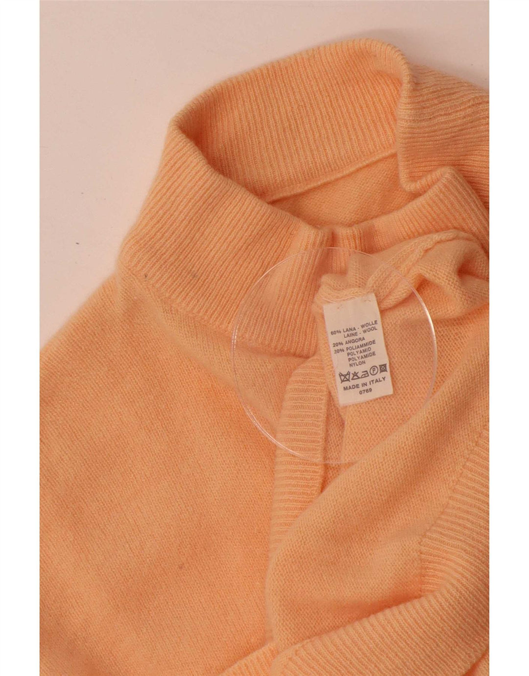 Suéter feminino vintage com gola tartaruga IT 44 lã laranja média