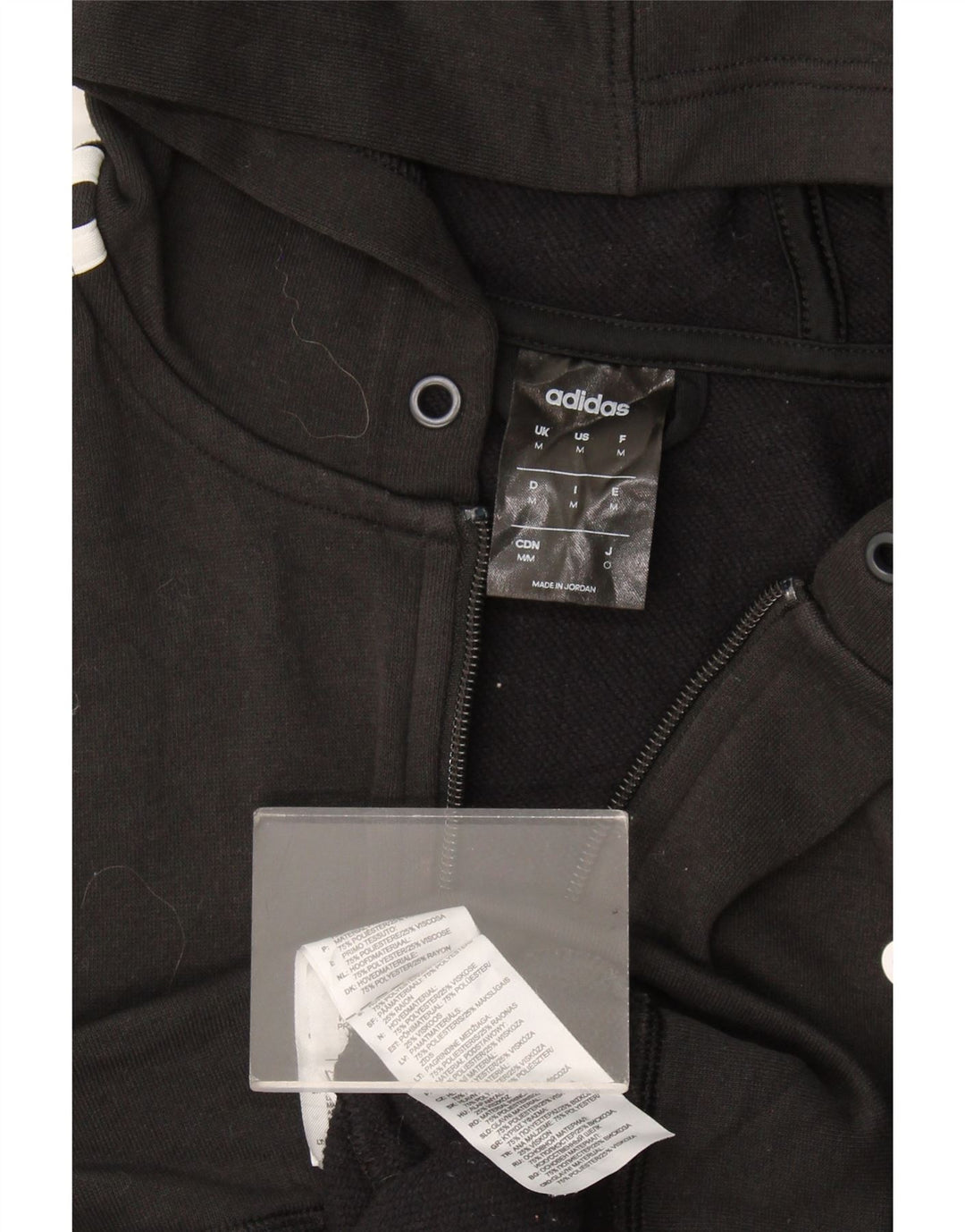 Suéter masculino Adidas Climalite Zip com capuz médio preto poliéster