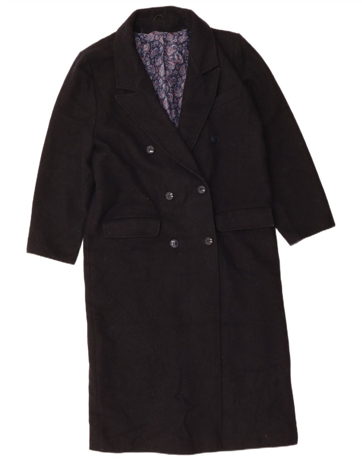 Casaco feminino Topshop com peito duplo Reino Unido 10 lã azul marinho pequeno