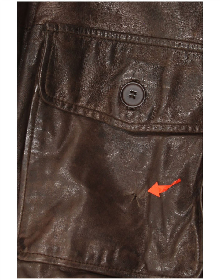 Jaqueta de couro masculina Minoronzoni 1953 Reino Unido 42 XL couro marrom